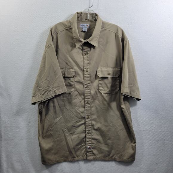 Carhart Men's Tan Button Front Work Shirt Size 2XL 101624-0928 - Picture 1 of 6